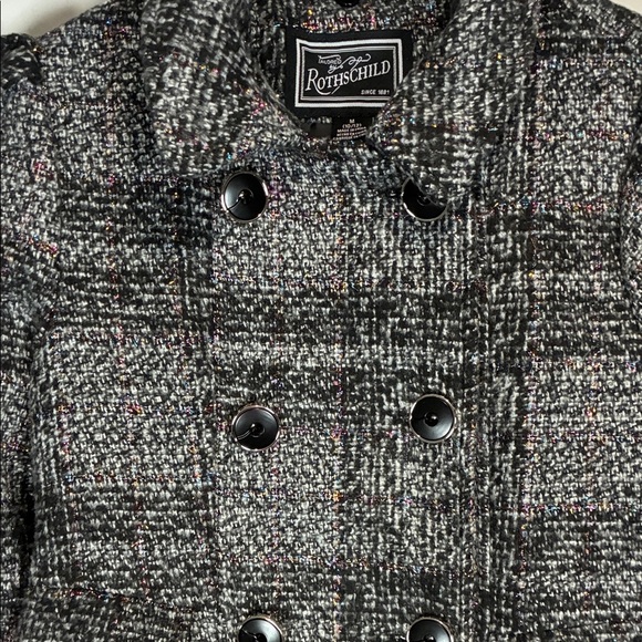 Rothschild Princess Charcoal Plaid Double-Breasted Pea Coat - Picture 5 of 13